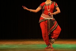 Dance form indian classical feet with ghungru. Indian dance Odissi. Incredible India. Hand Mudra
