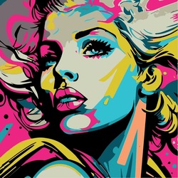 Graffiti woman vector illustration. Pop art modern graphic design. Cartoon style of colorful urban artwork. Beautiful young lady. Spray paint fashion poster. Street art. Cool strong fashion female.