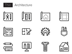 Architecture Line Vector icons set
