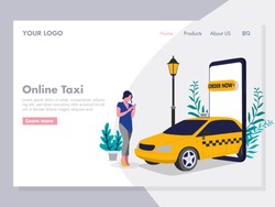 Ordering Online Taxi Illustration for landing page