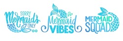 Mermaid quotes. Vector glitter phrase. Summer sayings with mermaid tail. Typography design for print, poster, t-shirt, party decoration, mugs.