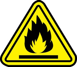  highly flammable yellow warning sign