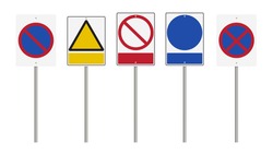 Collection of blank road sign or Empty traffic signs isolated on white background. illustration vector