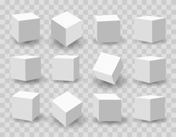 White blocks. 3d modeling white cubes vector illustration