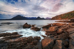 The rocky beach at Elgol on the Isle of Skye in Scotland