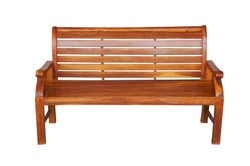 Red-brown bench table isolated from the white background clipping path