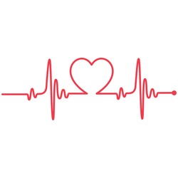 Heartbeat Heart Shape Centered Line