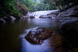Beautiful View of Ulu Kenas Waterfall,Kuala Kangsar,Perak,Malaysia. Visible Noise,Blur when View at Full Resolution.