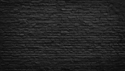 Black brick wall texture, brick surface for background.