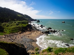 Mile Rock Beach, San Francisco, California, Golden Gate National Recreation Area, USA, sunny spring day
