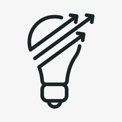 Light Bulb Arrows Minimalistic Flat Line Outline Stroke Icon Pictogram Symbol