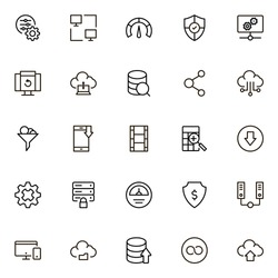 Cloude services ine icon set. Collection of high quality black outline logo for web site design and mobile apps. Vector illustration on a white background