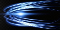 Set of abstract light lines of movement and speed. light blue ellipse. Brilliant galaxy. Glowing podium. Space tunnel. Light everyday glowing effect. semicircular wave, light vortex wake. Bright spira