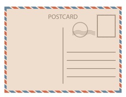Postal card  isolated on white background. Vector illustration. Eps 10.