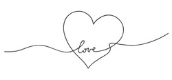 Heart. Abstract love symbol. Continuous line art drawing vector illustration.