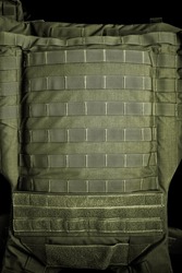 stocked body armor close-up, army ammunition