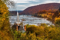 Harpers Ferry. This is a view of St. Peter's Roman Catholic Church in Harpers Ferry, West Virginia as it overlooks the Shenandoah River.
