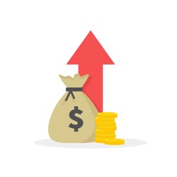 Income increase strategy, Financial high return on investment, fund raising, revenue growth, interest rate, loan installment, credit money, budget balance. Flat design, vector illustration on