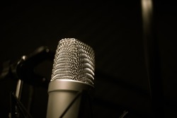 microphone in the studio on a black background
