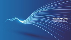 Blue luminous line waveform moving forward Internet technology sense background.