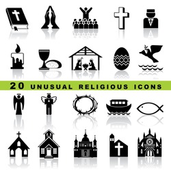 set vector icons of christian religion sign and symbol