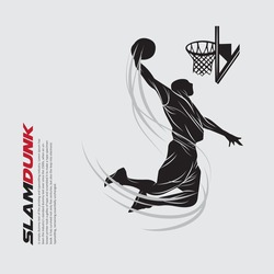 slamdunk style basketball player silhouette vector illustration. Good for  sport graphic resources.
