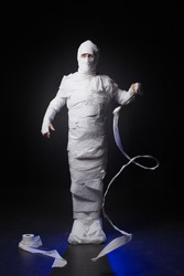 The funny mummy from toilet paper