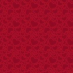 Red hearts seamless pattern. Valentines day background. Love romantic theme. Vector abstract texture with small linear hearts. Stylish minimal design for wrapping, fabric, cloth, print, wedding decor