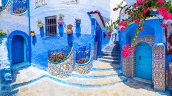 Amazing street and architecture of Chefchaouen, Morocco, North Africa