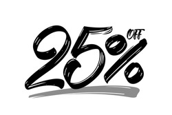 Vector illustration: Hand drawn numbers of 25% OFF. Special offer  discount. Black Friday Sale.