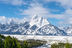 Winter Landscape in the Grand Teton National Park, Wyoming 