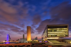 Beautiful view of Manama city after sunset, Bahrain