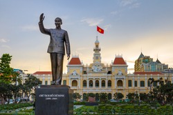 Ho Chi Minh statue in front of City Hall, Saigon, Ho Chi Minh City, Vietnam