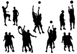 Vector graphic basketball. Silhouette sport people