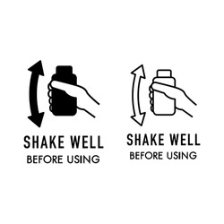 Set of Shake well before using icon on white background. Stock vector