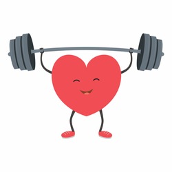 Strong heart with a barbell. Vector illustration.