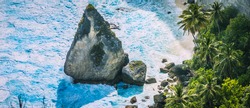 Close up of the Rock in Blue Ocean Foram near Atuh Beach, Nusa Penida, Bali Indonesia
