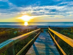 Cocoa Beach pier at Florida, Usa at sunset