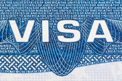 Visa document logo close up of the United States of America