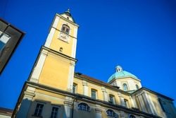 LJUBLJANA, SLOVENIA - FEBRUARY 15, 2022: Saint Nicholas Cathedral of Ljubljana, Slovenia
