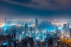 Hong Kong City View at the morning; From Victoria Peak