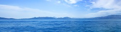 Summer panoramic view of the  sea and mountain range