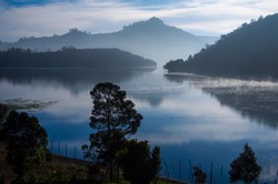 Ooty Lake view from Mountains  fresh morning the misty sky 