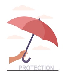 Protection concept. Safety and care for people. Shield, umbrella or barrier protect people from danger. Idea of insurance or data privacy. Flat vector illustration