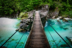 Bridge in Soca river, Slovenia, Julian Alps