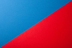 Blue and red color of paper background, texture, copy space, diagonal.