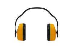  construction protective earmuffs for hearing protection, on white background, isolated