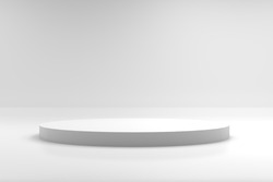 Podium in abstract white composition, 3d render, 3d illustration