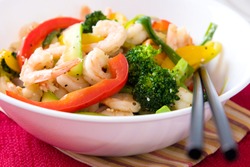 Delicious bowl of shrimp and vegetables salad - Thai Style