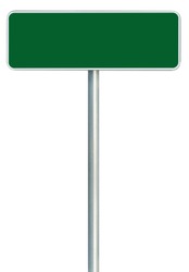 Blank Green Road Sign Isolated, Large White Frame Framed Roadside Signboard Copy Space Empty Signage